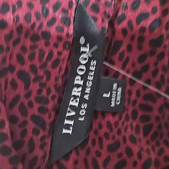 NWT LIVERPOOL WOMEN'S BUTTON UP WOVEN BLOUSE WITH MINI LEOPARD PRINT - Picture 6 of 7